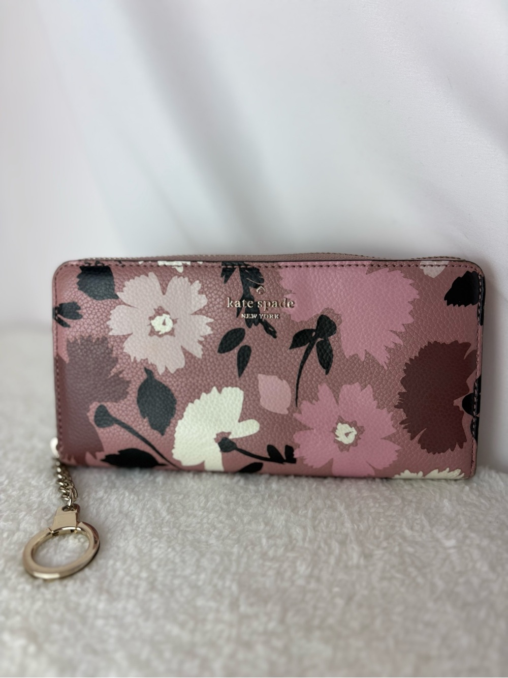 kate spade Pink Floral Zip-Around Wallet with Keyring